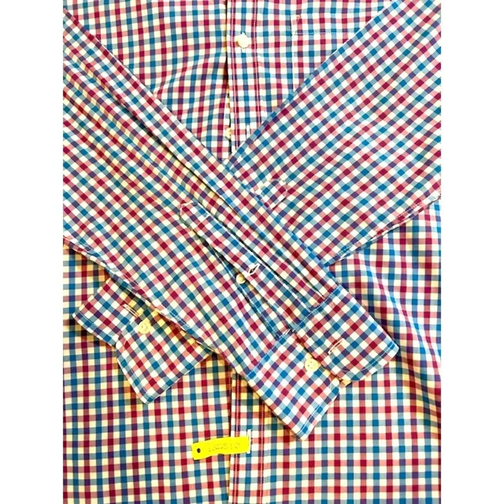 J. CREW Men's Gingham Plaid Button Down Shirt SMALL Slim Fit Long Sleeve